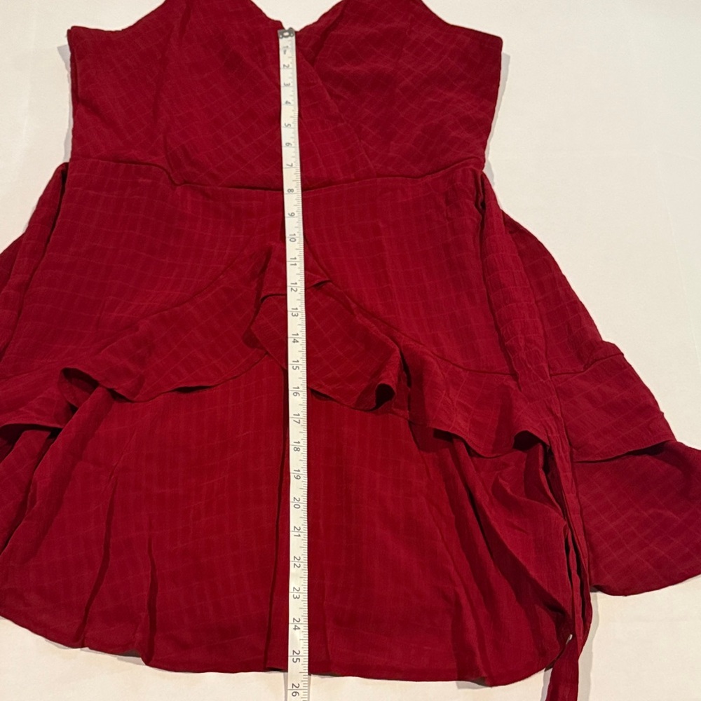 Trixxi Burgundy Ruffle Wrap Mini Dress - Picture 10 of 10